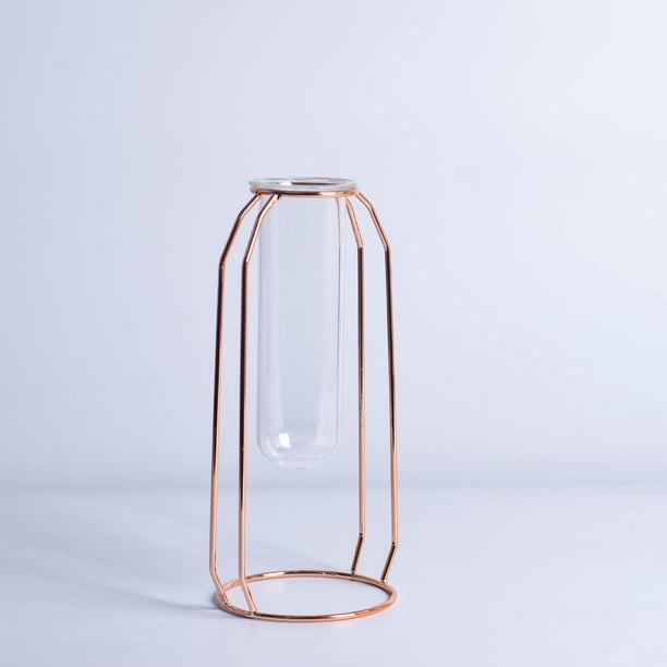 Tubo de ensayo de vidrio colgante nórdico de ins, estante de flores de metal hidropónico de hierro forjado, arreglo de flores, adornos de decoración de escritorio para el hogar