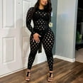 thumbnail image 2 of SELONE Rompers for Women Casual Long Sleeve Bodycon Fancy Long Pant Ladies Travel Comfortable Vacation Womens Rompers and Jumpsuits Fashion Hollow Tear the Hole Zipper Solid Color Black M, 2 of 9