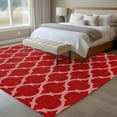 thumbnail image 4 of Area Rug for Living Room, Red Moroccan Non-Slip Indoor Large Carpet for Bedroom/Dining Room, Morocco Ethnic Abstract Quatrefoil Grid Washable Low-Profile Rectangle Floor Runner Rugs - 5 x 8 Ft, 4 of 8