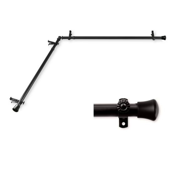 Domovina 13/16" Single Corner Curtain Rod-Color:Cocoa,Size:48-84"