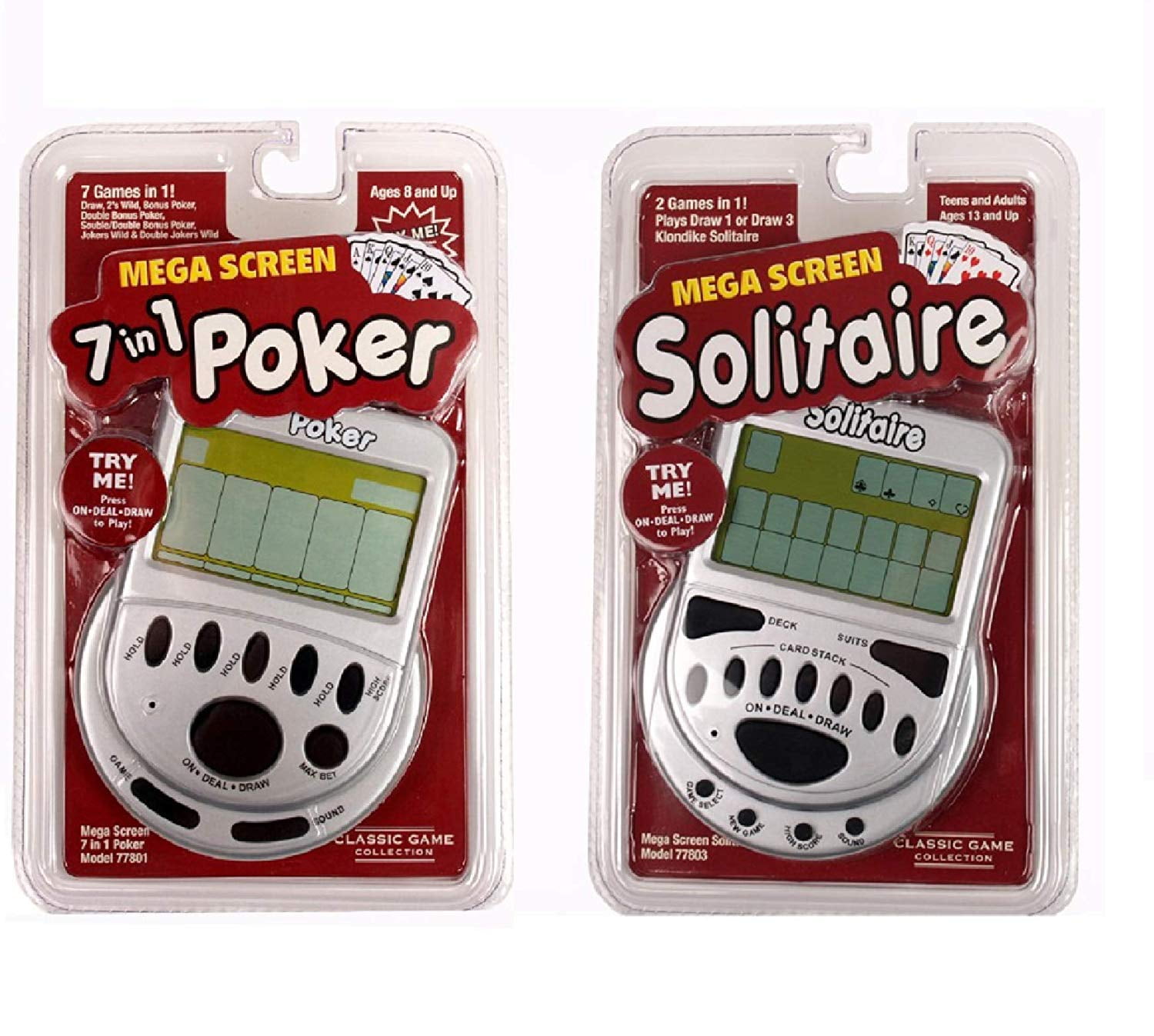 Solitaire Draw 1 or 3 Handheld Electronic Arcade Travel Game Kid Game Screen Toy 