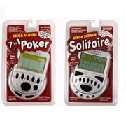 Handheld Games for Adults Gift Pack- Includes Mega Screen Solitaire Handheld Game and 7 in 1 Electronic Poker Games