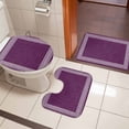 thumbnail image 4 of Dark Purple Retro Greek Key Bath Mat 3 Piece Bathroom Rug Set,Geometric Greece Ancient Farmhouse Non Slip Bath Rug Contour Mat and Toilet Lid Cover,Absorbent Shower Mats Soft Bath Rugs and Mats Sets, 4 of 8
