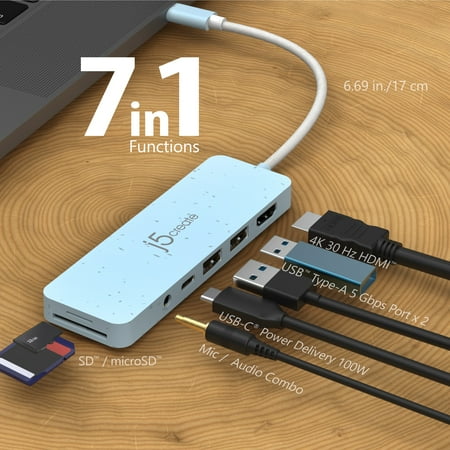 j5create - USB-C  Multi-Port Hub with Power Delivery - White