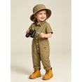 thumbnail image 6 of Miaeowve Toddler Kids Wild One Birthday Outfit One Piece Zookeeper Jumpsuit Button Down Coveralls Khaki 3T, 6 of 7