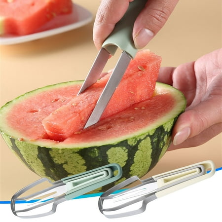 

Huge Deal Stainless Steel Watermelon Cutting Tool Multi-Functional Fruit Splitter Easy-to-Use Watermelon and Fruit Clip Perfect for Household Kitchen and BBQ Use | Stainless steel Beige