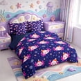 thumbnail image 2 of Manfei Axolotl Amphibian Print 7-Piece Twin Bedding,3D Printed Salamander Bedding Comforter Set,Navy Blue Reversible, 2 of 7