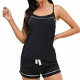 thumbnail image 2 of CLOISE Sleepwear Sets for Women 2 Piece Comfy Camisole Sleepwear Blouses and Comfort Shorts Night Clothes Set Comfortable Color Block Funny Nightwear, 2 of 4