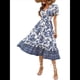 thumbnail image 3 of Vestido Informal, Fluido, con Estampado Floral Bohemio y Mangas Abullonadas para Mujer (Verano 2025) Azul S, 3 of 7