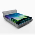 thumbnail image 1 of Ambesonne Landscape Fitted Sheet, Lake Forest Woods, Full Size, Violet Blue Lime Green, 1 of 2