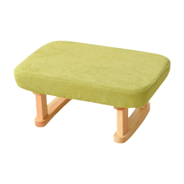 Abbracc Modern Rectangle Chair Step Stool Padded Footstool for Playroom Desk Bedroom Green