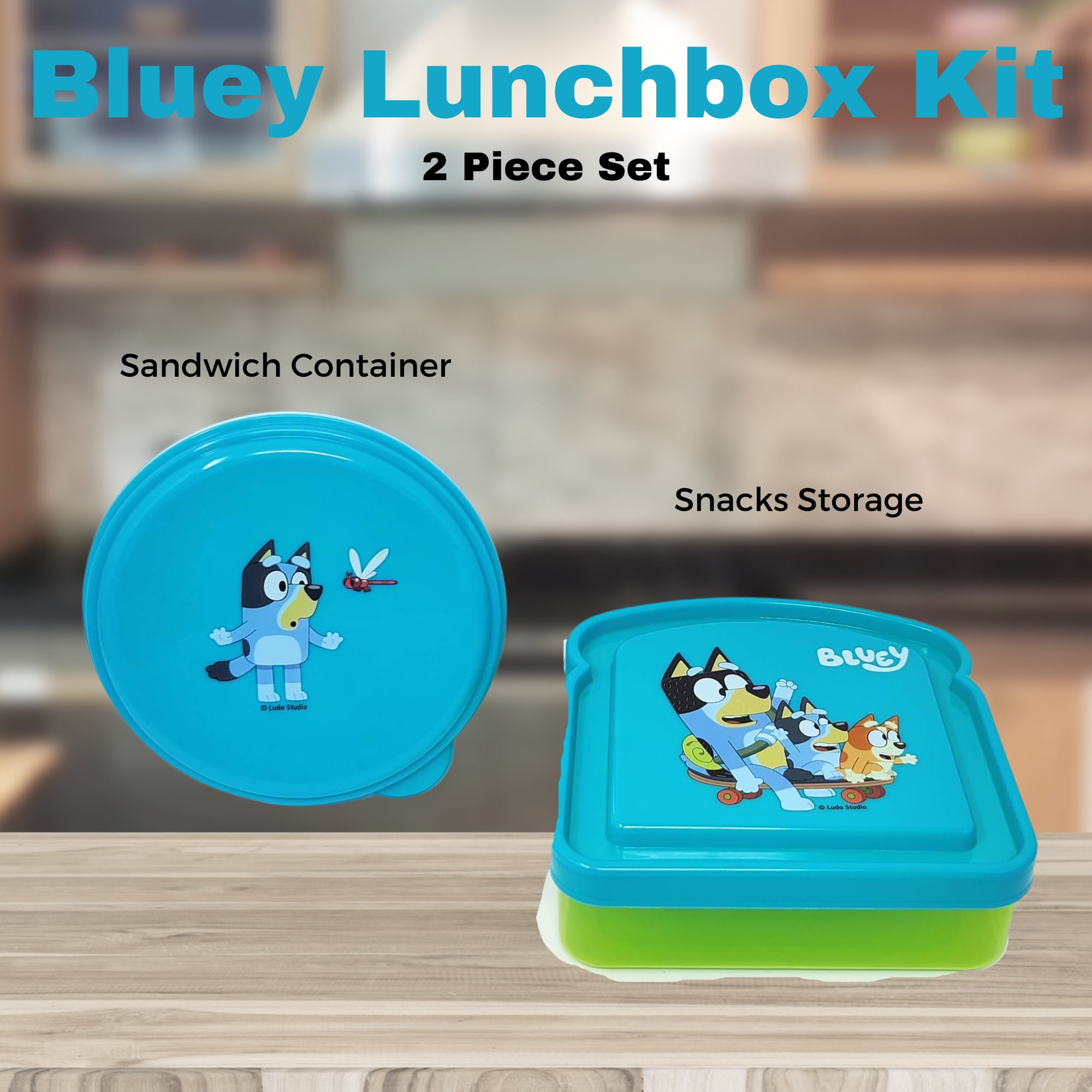 5 Piece Disney Bluey Backpack Lunch Box Bag Tote Lunchbox Case Bingo Dad 3D  Ears