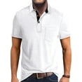 thumbnail image 1 of MAWCLOS T-Shirts pour Hommes Polo à Boutons Col à Revers Hauts d'Été Décontractés Plage Manches Courtes Blouse Blanche 3TG, 1 of 4