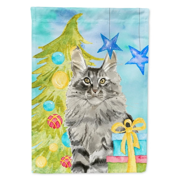 Carolines Treasures CK3124CHF Maine Coon Christmas Presents Flag Canvas House Size  Large multicolor