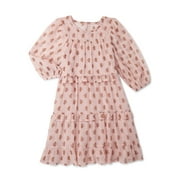 Wonder Nation Girls Short Sleeve Chiffon Peasant Dress, Sizes 4-18 & Plus