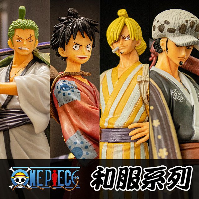 Cartoon Anime Figure Model One Piece Action Figures Kimono Luffy Zoro Sanji Nami Nico Car Ornaments Figurine Decor Children ToysKimono Zoro He Qiyong unisex