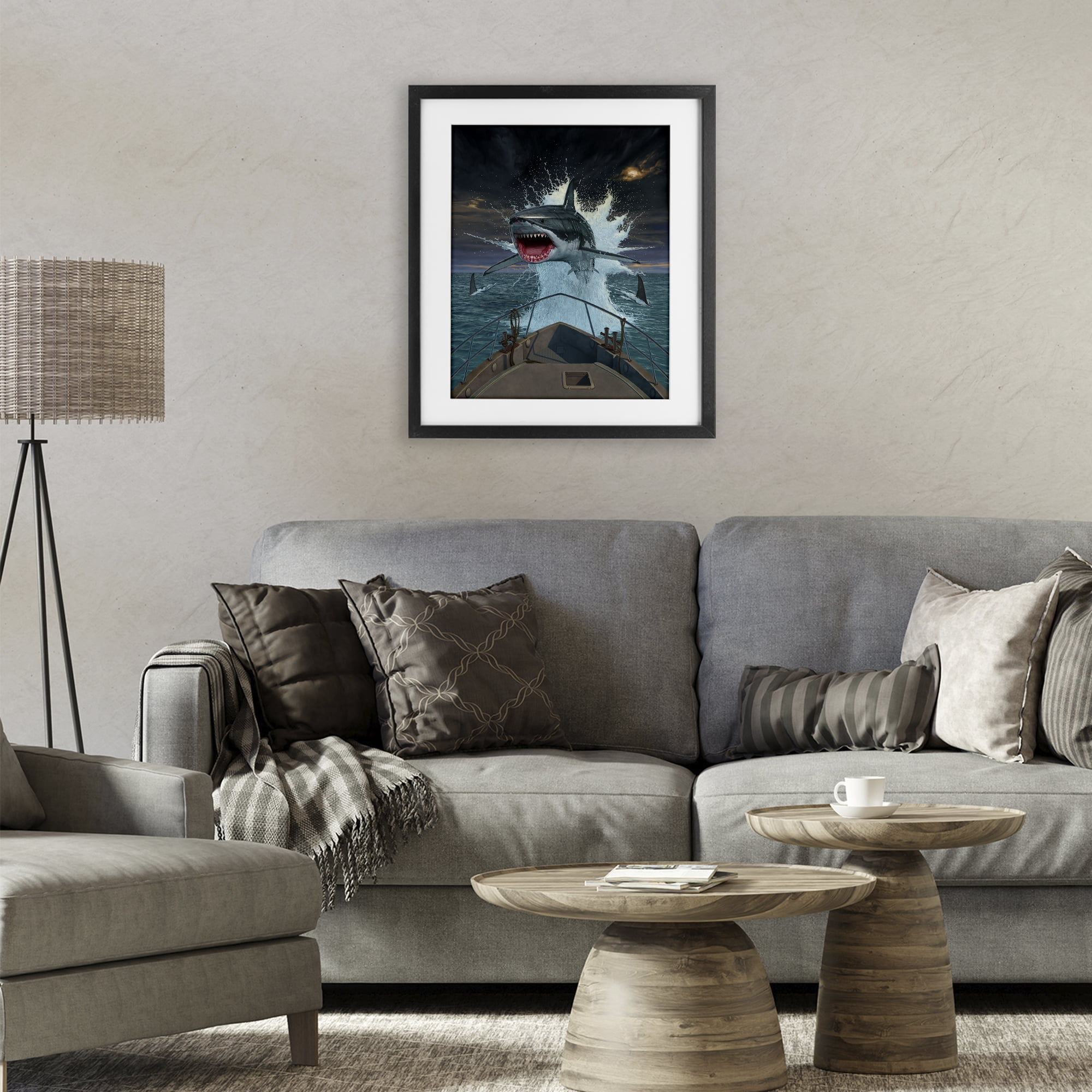 Stupell Industries Fish Out Of Water Black Framed Print Under Glass, design by Vincent Hie