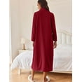 thumbnail image 2 of Ekouaer Women Zipper Robe Long Sleeves House Coat Soft Bathrobe Sleepwear with Pockets Housecoat Loungewear, 2 of 6