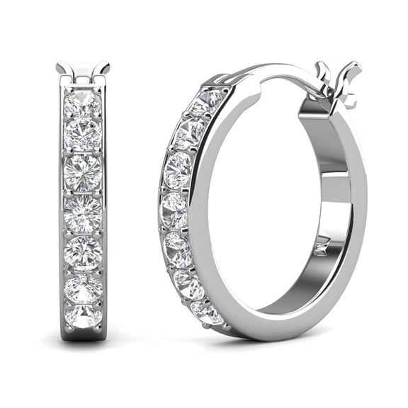 Cate & Chloe Presley 18k White Gold Plated 17mm Hoop Earrings with Swarovski Crystals for Women