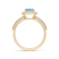 thumbnail image 2 of ANGARA Natural Twisted Rope Cushion Aquamarine Halo Ring in 14K Yellow Gold for Women (Size-6mm) | March Birthstone, Birthday, Anniversary, Jewelry Gift for Women | Natural Aquamarine Ring, 2 of 9