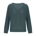 thumbnail image 4 of XPMWRP Women's Fall Loose Casual V Neck Basic Long Sleeve Solid Color Sweaters Tops Lightweight Knit Tunic Pullovers Jumpers Blue XXXL, 4 of 6