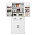 thumbnail image 1 of REDSASA 72" Kitchen Island Cart with Storage Cabinet and Drawer, Kitchen Storage Cart with 6 Tiers Spacious Shelves & Spice Rack & 2 Drawers for Kitchen/Dining Room/Living Room, White, 1 of 9