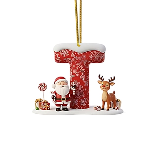 Christmas Tree Decoration 2D Acrylic Decoration Letter Pendant With 26 Letters Christmas Hanging Decoration DIY Crafts Christmas Home Decoration