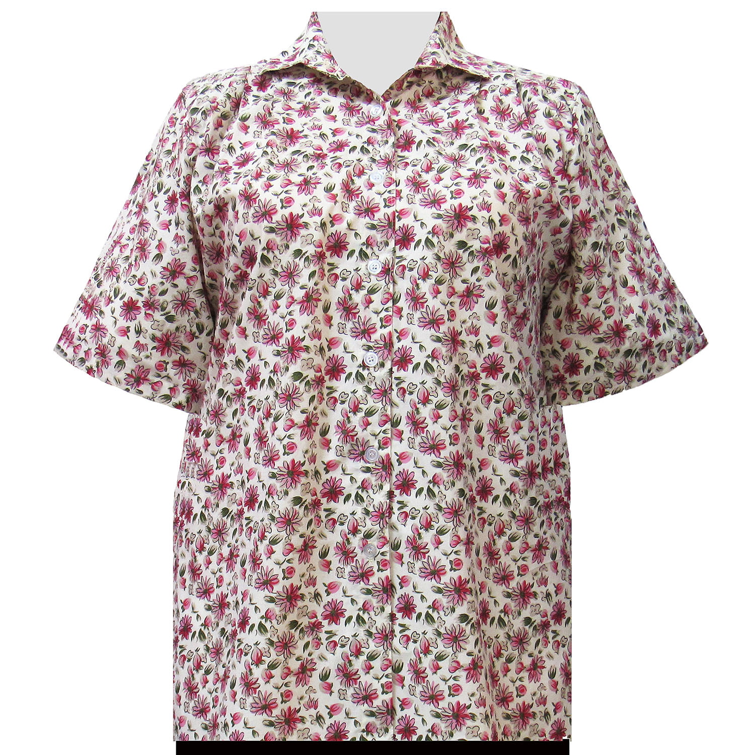 A Personal Touch Women's Plus Size Short Sleeve Button-Up Cotton Blouse ...