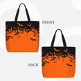 thumbnail image 2 of Honeii Halloween With Black Bats Print Tote Bag, Reusable Grocery Shopping Bag,Shoulder Bag with Inner Pocket, 2 of 7