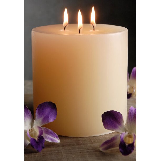 5x5 Ivory Pillar Candle 3 Wicks 80 hr burntime