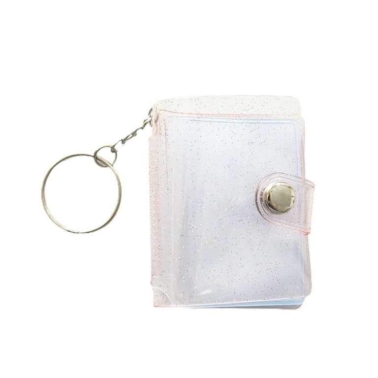 16 Photos Mini Photo Album Keychain Photo Holder Photo Card Bag Transparent