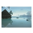 thumbnail image 1 of Landscape Cutting Board, Rock Pool Part of the Sea Serene Nature with Old Wooden House Scenery, Decorative Tempered Glass Cutting and Serving Board, Large Size, Blue Brown, by Ambesonne, 1 of 1