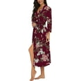 thumbnail image 4 of Peignoir pour Femmes Léger à Manches 3/4, Robe de Chambre Kimono à Col en V, Longue Tenue de Nuit, 4 of 5