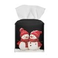 thumbnail image 2 of FUIALDOLG Decorative Tissue Box Cover Square, Waterproof PU Leather Car Tissue Holder with Adorable Snowman Facial Napkin Organizer on Table and Bathroom, Office, 2 of 7