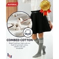 thumbnail image 3 of HUGH UGOLI Knee High Cotton Socks for Girls & Boys, Long Tube School Uniform Socks with Stripes, Soft & Comfortable, Light Gray, 12-14 Years Old, 4 Pairs, 3 of 7