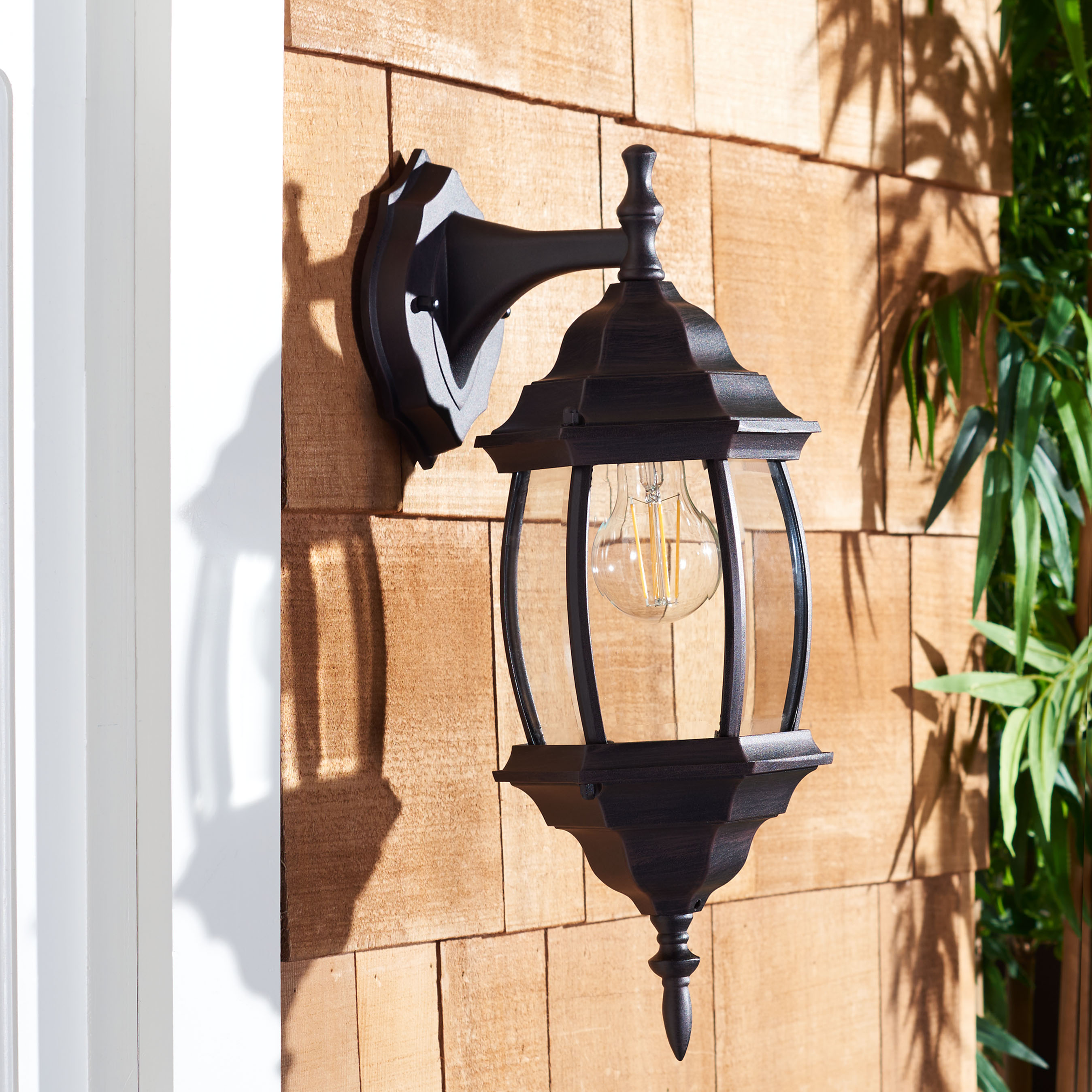 SAFAVIEH Grazia 2-Light A19 Oil Rubbed Bronze Steel Wall Sconce with Rust Shade, Set of 2