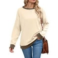 thumbnail image 5 of Ounisa Sweatshirts for Women Crewneck Long Sleeve Loose Fit Tops Color Block Ribbed Trim Fashion 2025, 5 of 8