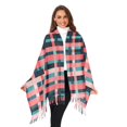 thumbnail image 3 of FORMRS Womens Scarf Winter Soft Long Big Warm Shawls Wrap Tassel Scarves, Red Teal Stripes, 3 of 9