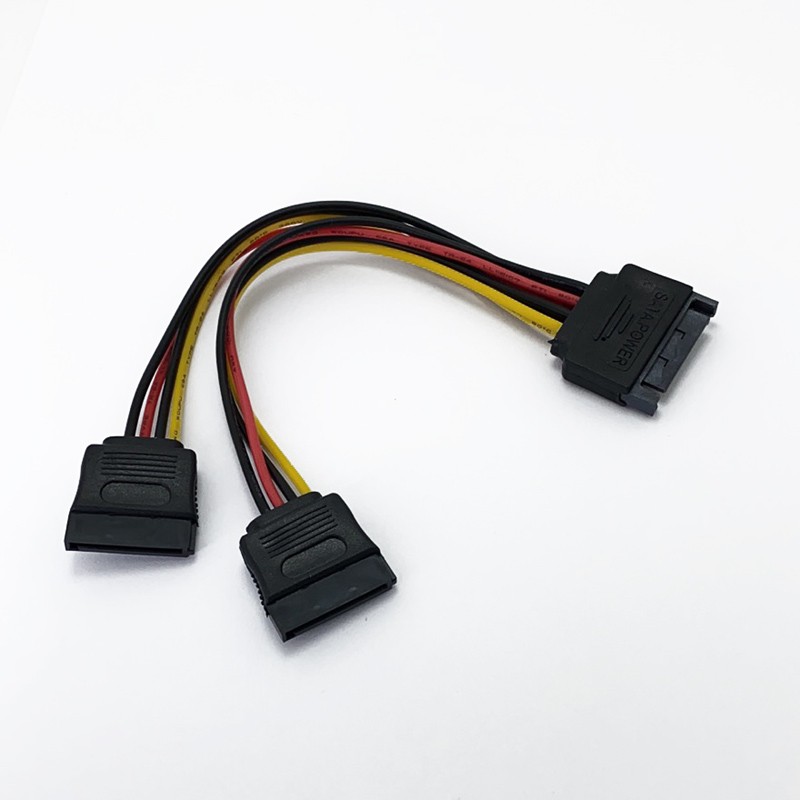 Durable 15 Pin SATA Male to SATA Female 1:2 Y Splitter Power Cable
