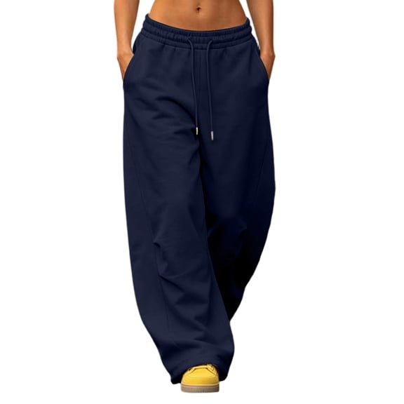 Vrorvz Wide Leg Sweatpants for Womens Low Waisted Drawstring Elastic Waist Pant Fall Winter Workout Atheltic Pants