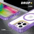 thumbnail image 5 of For iPhone 16 Pro Max Magnetic Phone Case,Compatible with Mag-Safe,3-in-1 Heavy Duty Protection,Shockproof Anti-fall Military Grade Drop Protection Rugged Transparent Phone Case,Clearpurple, 5 of 5