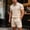Khaki, variant on Men's 2 Pieces Outfits Casual Polo Shirt and Shorts Set Collar Athletic Jogging Jacquard Textured Summer Tracksuit Khaki