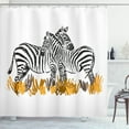 thumbnail image 1 of Ambesonne Safari Shower Curtain, Zebras Out in the Nature, 69"Wx75"L, Dark Grey White and Apricot, 1 of 3