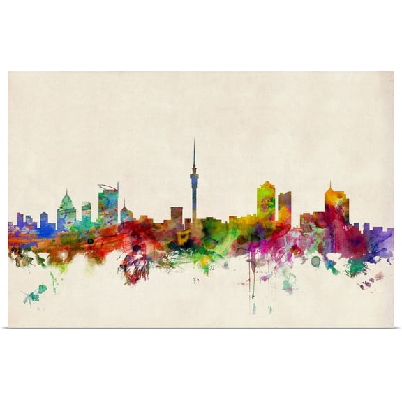 Great BIG Canvas | "Auckland New Zealand Skyline" Art Print - 24x16