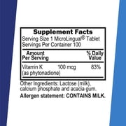 Superior Source Vitamin K 100 mcg - Bone Strength & Health Support Supplement - Vitamin K Supplement Aids Blood Health & Calcium Absorption - 100 Sublingual Dissolving Tablets