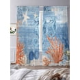 thumbnail image 3 of Sea Corals Seahorse Sheer Curtains 2 Panels Set Summer Beach Sea Stars Blue Stripes Sheer Window Curtains Light Filtering Rod Pocket Voile Drapes for Bedroom Living Room 52"X96", 3 of 8