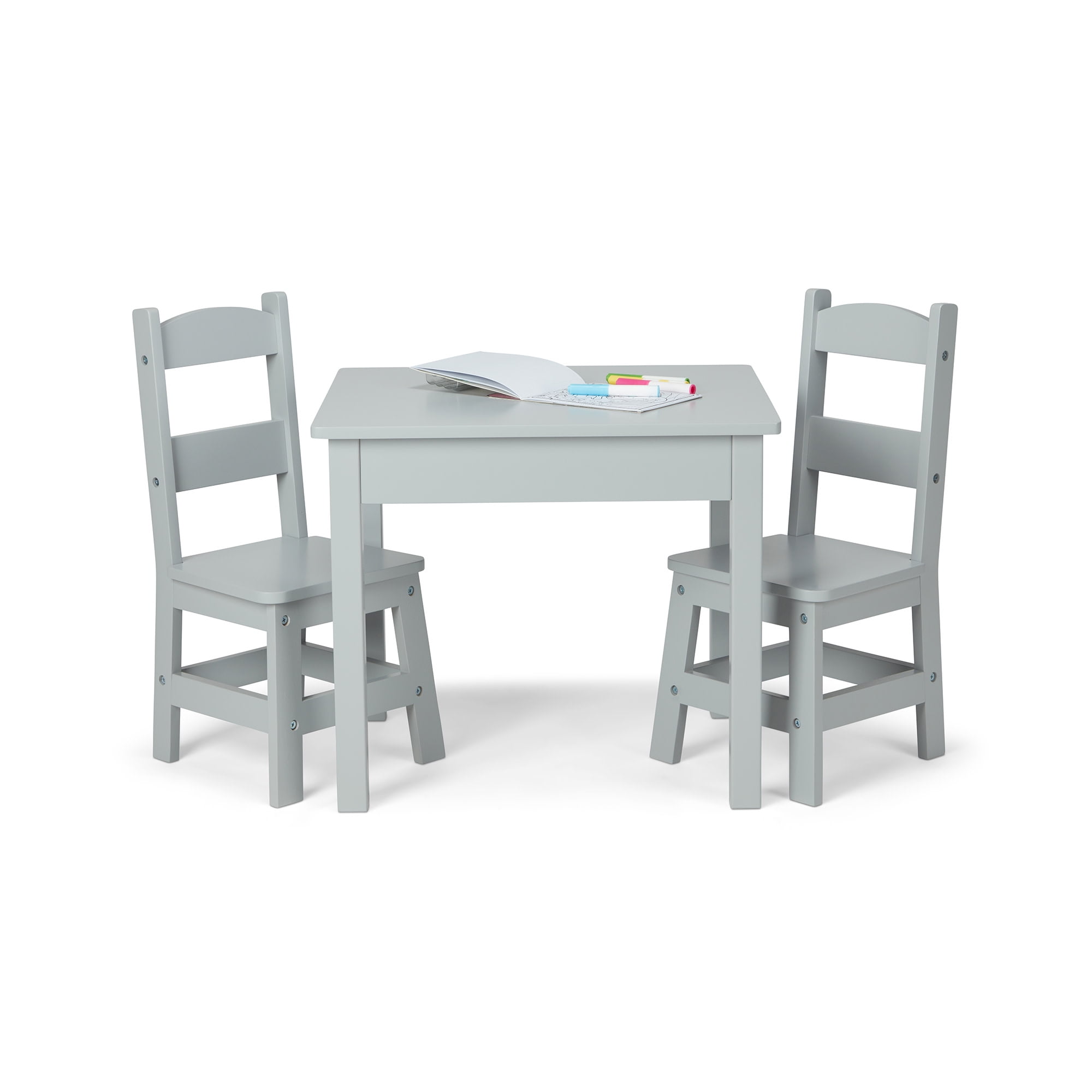 Melissa & Doug Kids Furniture Wooden Table & Chairs-Gray Kids Furniture