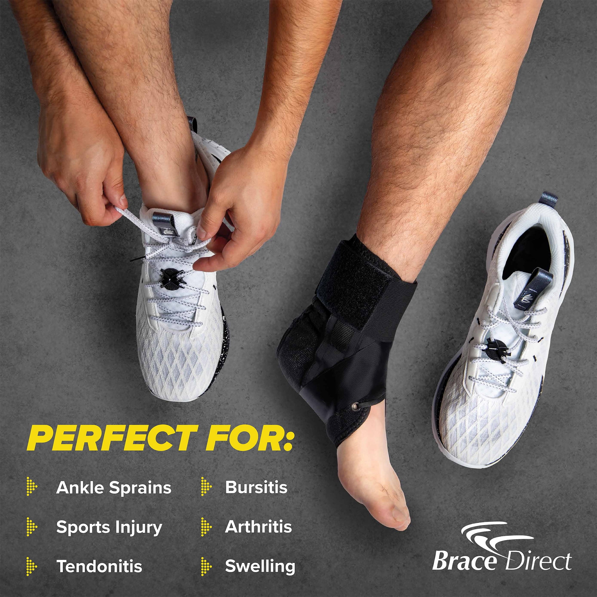 Brace Direct Easy Lace Up Figure 8 Strapping Ankle Brace - Quick-Adjust Ankle Support for Sports & Recovery