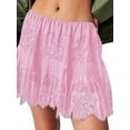 thumbnail image 3 of Women'S Y2k Half Slip Skirt Low Rise Pleated Ruffle LaceTrim Skirt Layered Flowy Short Skirts Underskirt Pink L, 3 of 7