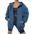 thumbnail image 3 of APEXFWDT Womens Long Sleeve Hooded Sweatshirt Casual Zip Up Jacket Hoodies with Pockets Women Comfy Solid Sweatshirt Jacket, 3 of 8